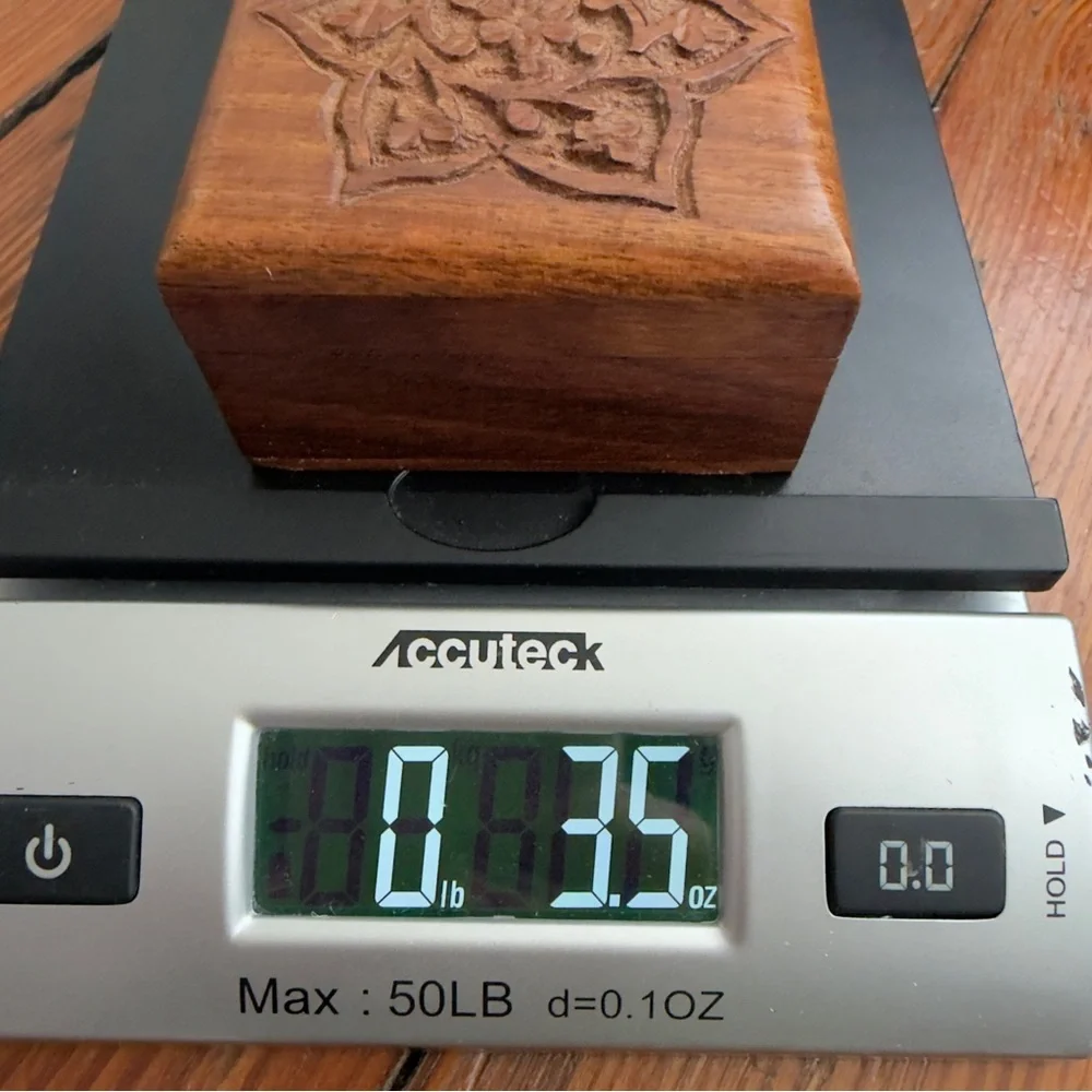 Vintage Archana Crafts square carved wood trinket box